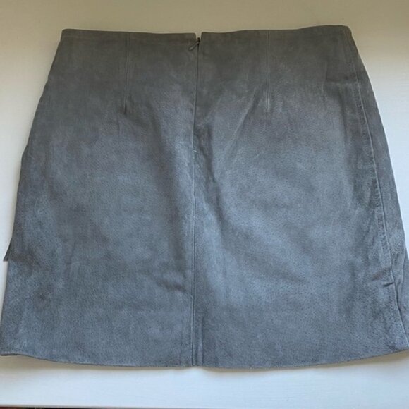 Blank NYC Mini Skirt 26 NWT Suede Genuine Leather Soft Fog Lace Up A-line Gray - Picture 11 of 14